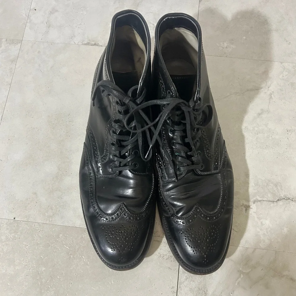 Alden x J Crew Wingtip Boots Black Leather Mens 11 B/D 44695 Made in USA